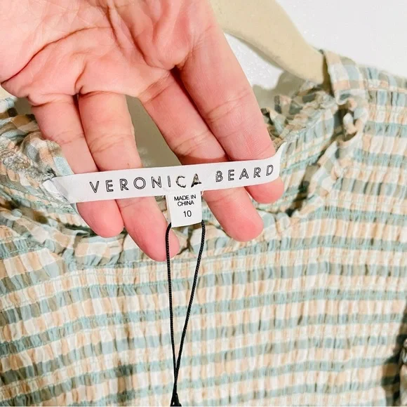 NWT Veronica Beard Cici Smocked Gingham Dress